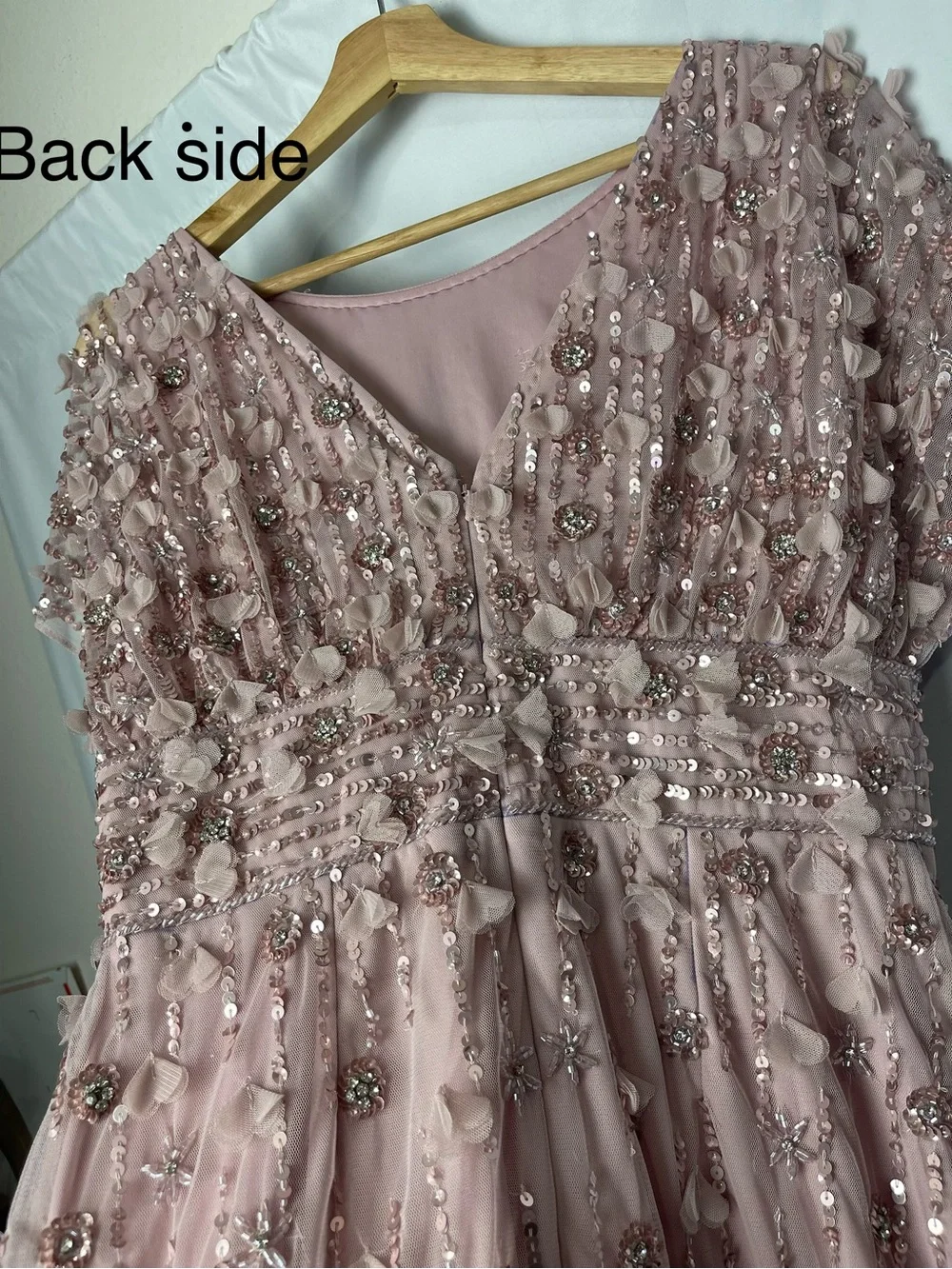 MAC DUGGAL Dress Size 8 NEW Pink Sheath Midi Dress Floral Beading - Picture 7 of 12